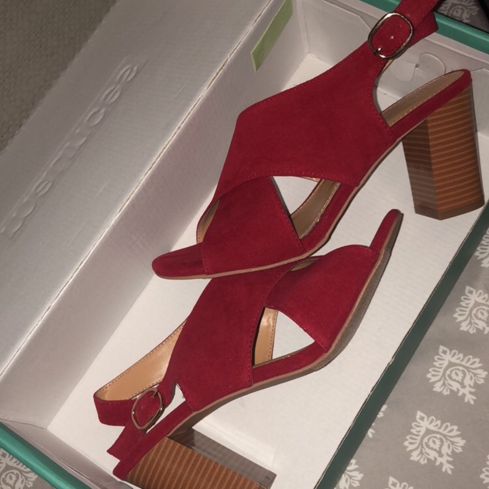 Red block heels